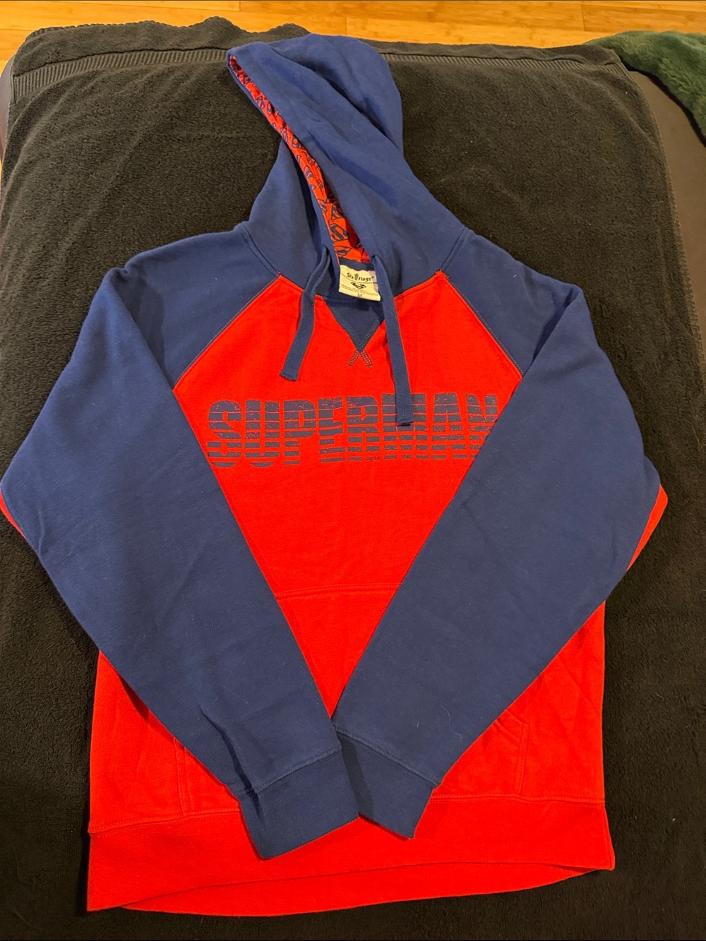 Superdry Colorblock Crewneck Hoodie in Red and Navy